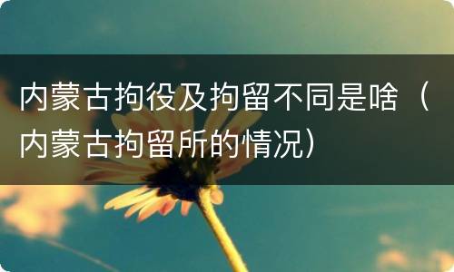 内蒙古拘役及拘留不同是啥（内蒙古拘留所的情况）