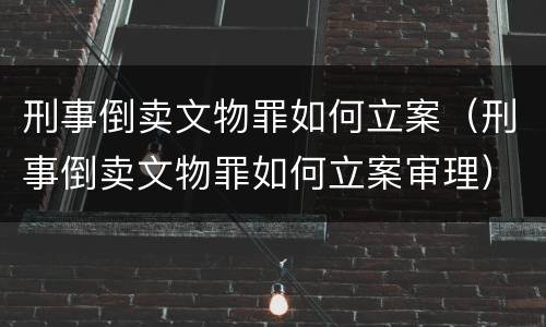刑事倒卖文物罪如何立案（刑事倒卖文物罪如何立案审理）