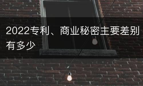 2022专利、商业秘密主要差别有多少