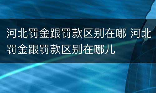 河北罚金跟罚款区别在哪 河北罚金跟罚款区别在哪儿