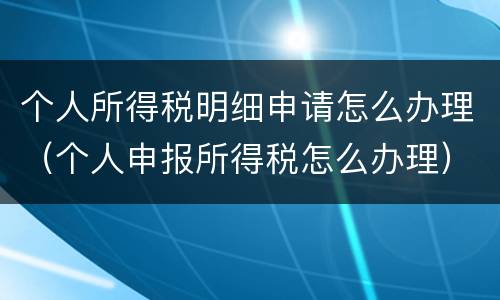 个人所得税明细申请怎么办理（个人申报所得税怎么办理）
