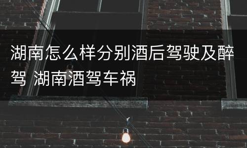 湖南怎么样分别酒后驾驶及醉驾 湖南酒驾车祸