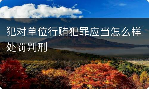 犯对单位行贿犯罪应当怎么样处罚判刑
