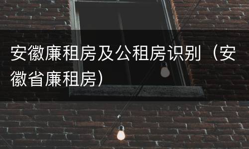 安徽廉租房及公租房识别（安徽省廉租房）