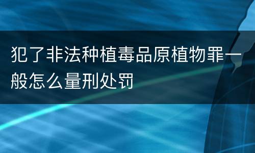 犯了非法种植毒品原植物罪一般怎么量刑处罚