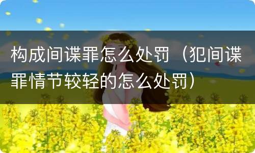 构成间谍罪怎么处罚（犯间谍罪情节较轻的怎么处罚）