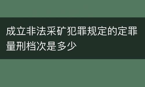 成立非法采矿犯罪规定的定罪量刑档次是多少
