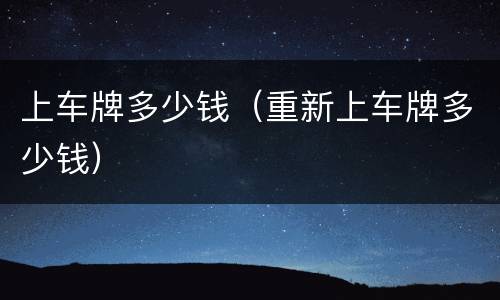 上车牌多少钱（重新上车牌多少钱）