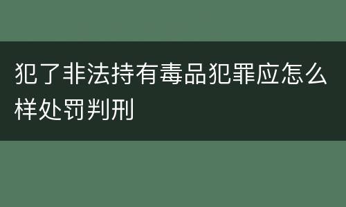 犯了非法持有毒品犯罪应怎么样处罚判刑