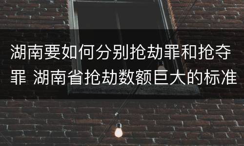 湖南要如何分别抢劫罪和抢夺罪 湖南省抢劫数额巨大的标准