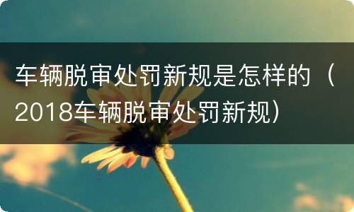 车辆脱审处罚新规是怎样的（2018车辆脱审处罚新规）