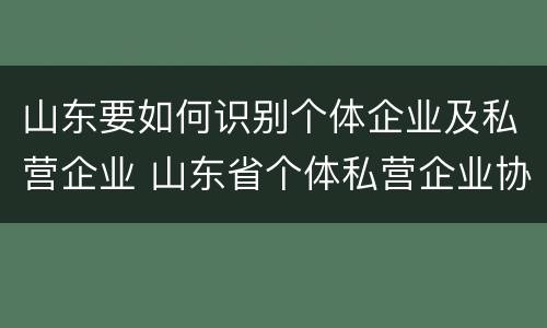 山东要如何识别个体企业及私营企业 山东省个体私营企业协会