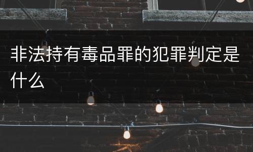 非法持有毒品罪的犯罪判定是什么