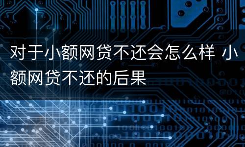 对于小额网贷不还会怎么样 小额网贷不还的后果