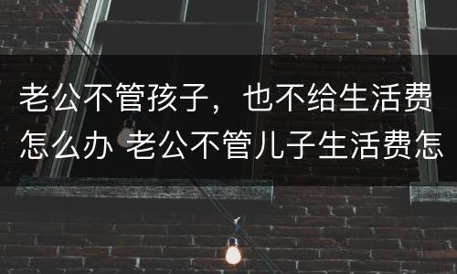 老公不管孩子，也不给生活费怎么办 老公不管儿子生活费怎么办