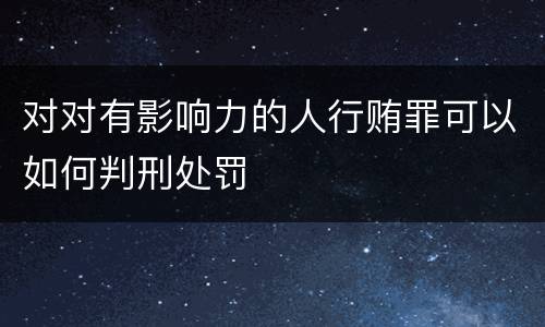 对对有影响力的人行贿罪可以如何判刑处罚