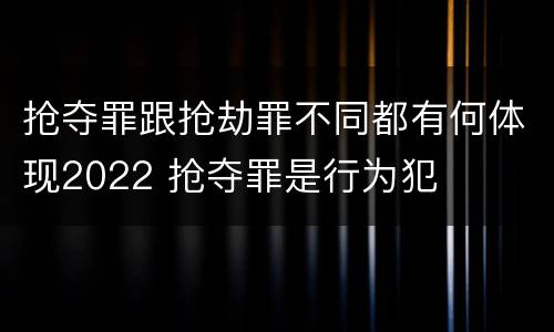 抢夺罪跟抢劫罪不同都有何体现2022 抢夺罪是行为犯