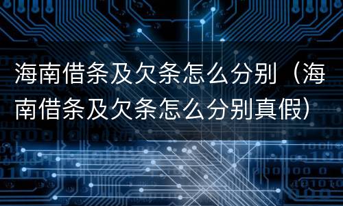 海南借条及欠条怎么分别（海南借条及欠条怎么分别真假）