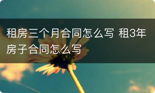 租房三个月合同怎么写 租3年房子合同怎么写