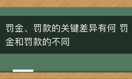 罚金、罚款的关键差异有何 罚金和罚款的不同
