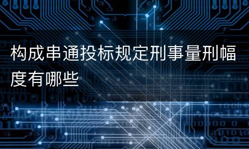 构成串通投标规定刑事量刑幅度有哪些