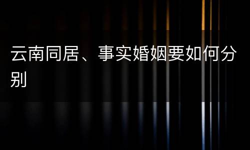 云南同居、事实婚姻要如何分别