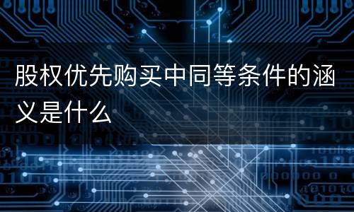 股权优先购买中同等条件的涵义是什么