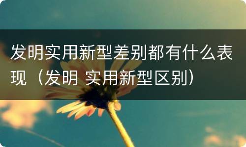 发明实用新型差别都有什么表现（发明 实用新型区别）