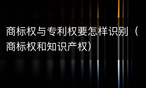 商标权与专利权要怎样识别（商标权和知识产权）