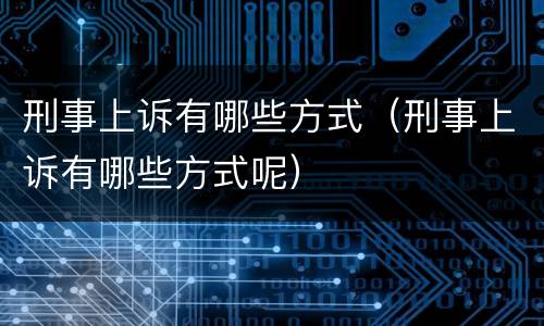 刑事上诉有哪些方式（刑事上诉有哪些方式呢）