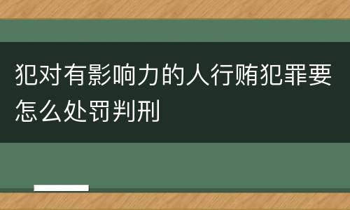 犯对有影响力的人行贿犯罪要怎么处罚判刑