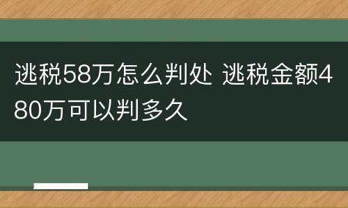 逃税58万怎么判处 逃税金额480万可以判多久