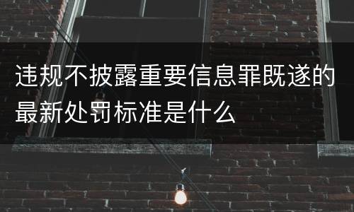 违规不披露重要信息罪既遂的最新处罚标准是什么