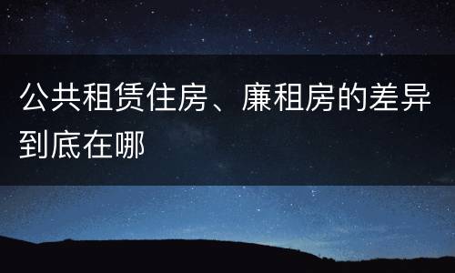 公共租赁住房、廉租房的差异到底在哪
