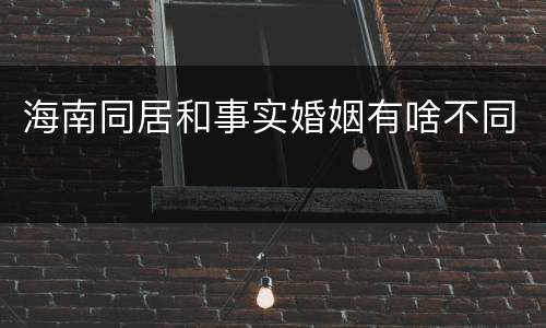 海南同居和事实婚姻有啥不同
