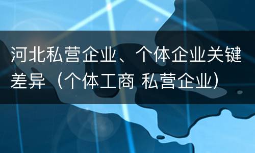 河北私营企业、个体企业关键差异（个体工商 私营企业）