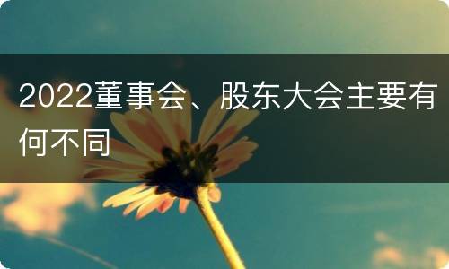 2022董事会、股东大会主要有何不同
