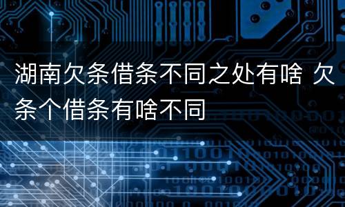 湖南欠条借条不同之处有啥 欠条个借条有啥不同