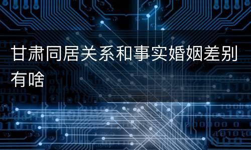 甘肃同居关系和事实婚姻差别有啥