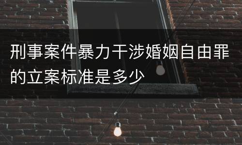 刑事案件暴力干涉婚姻自由罪的立案标准是多少