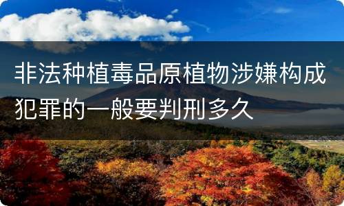 非法种植毒品原植物涉嫌构成犯罪的一般要判刑多久