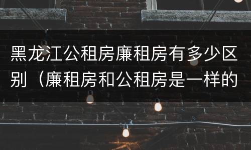 黑龙江公租房廉租房有多少区别（廉租房和公租房是一样的吗）
