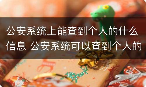 公安系统上能查到个人的什么信息 公安系统可以查到个人的什么信息