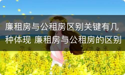 廉租房与公租房区别关键有几种体现 廉租房与公租房的区别在哪里