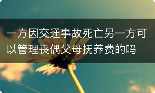一方因交通事故死亡另一方可以管理丧偶父母抚养费的吗