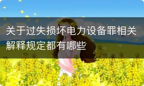 关于过失损坏电力设备罪相关解释规定都有哪些