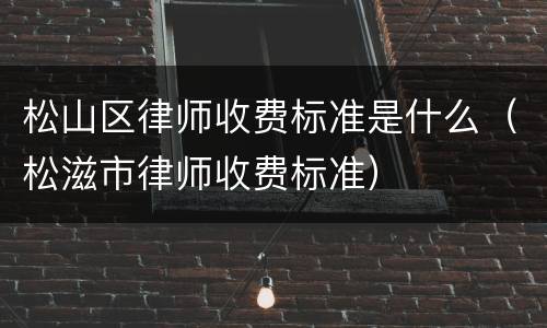 松山区律师收费标准是什么（松滋市律师收费标准）