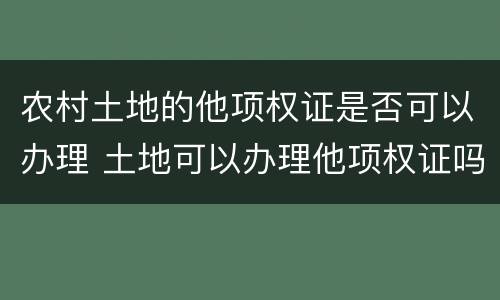 农村土地的他项权证是否可以办理 土地可以办理他项权证吗