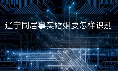 辽宁同居事实婚姻要怎样识别