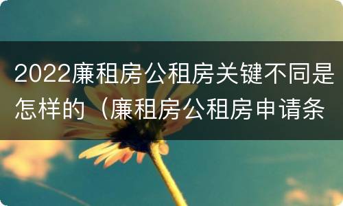 2022廉租房公租房关键不同是怎样的（廉租房公租房申请条件2020）